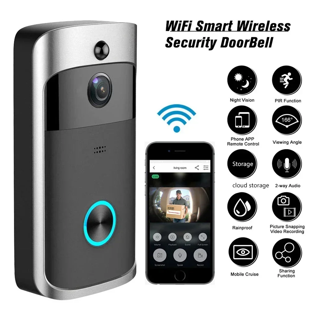 

Smart WIFI Video Doorbell Camera Wireless Operated Motion Detector Audio & Speaker Night Vision Remote monitor for iOS&Android