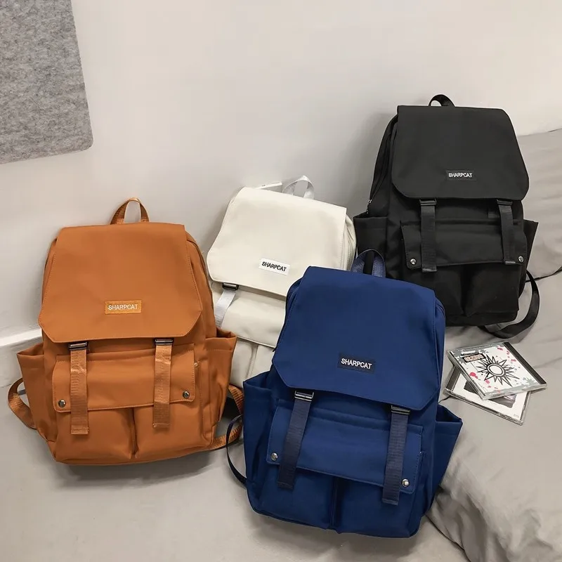 

Женский рюкзак с клапаном и пряжкой, водонепроницаемый нейлоновый рюкзак для ноутбука в японском стиле, модная школьная сумка для колледжа, Вместительная дорожная сумка