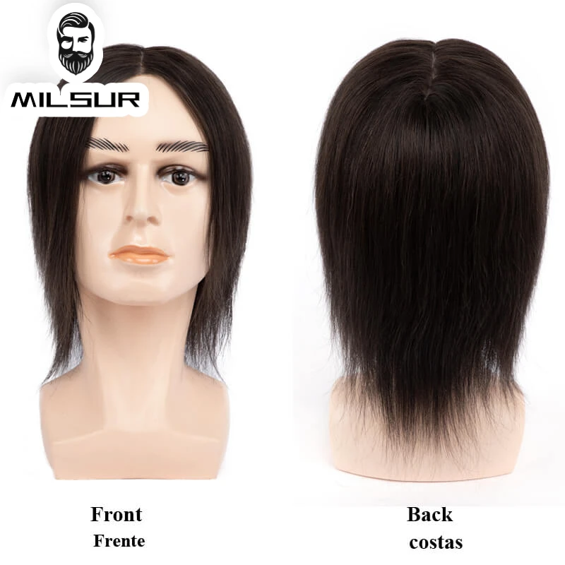 8inch Long Male Hair Prosthesis 0.08mm-0.1mm Injection Skin Toupee Wigs For Men Human Hair System Unit Capillary Prosthesis #240