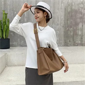 2022New Fashion Large Capacity Shoulder Bags Genuine Cow Leather Ladies Hand Bags Vintage Zipper Crossbody Bags For Ladies tanie i dobre opinie SXCNN Torebka na co dzień GUANG DONG prowincji Torby na ramię Na ramię i torby crossbody CN (pochodzenie) GENUINE LEATHER