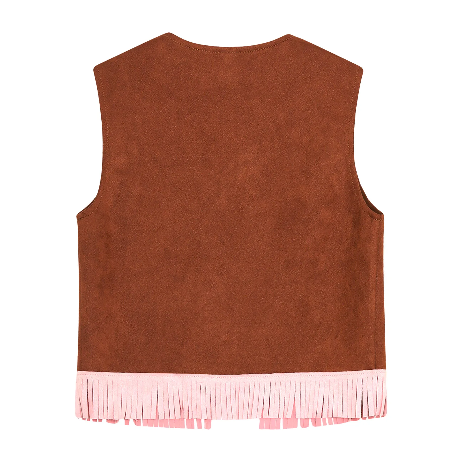Kinder Mädchen Western Cowboy Kostüm Halloween Kostüm Kleid ärmellose fünfzackige Stern Fransen Weste Wild West Cowgirl Weste – Detail 11