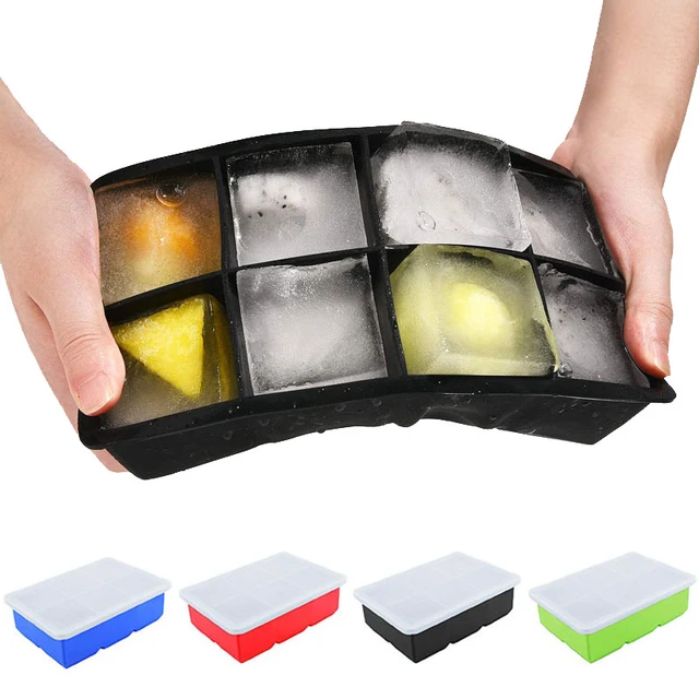 5CM Big Ice Cube Maker Trays Silicone Square Ice Mold Mould for Whiskey  Cocktail Brandy Large Cubitera Ice Tray with Lid - AliExpress