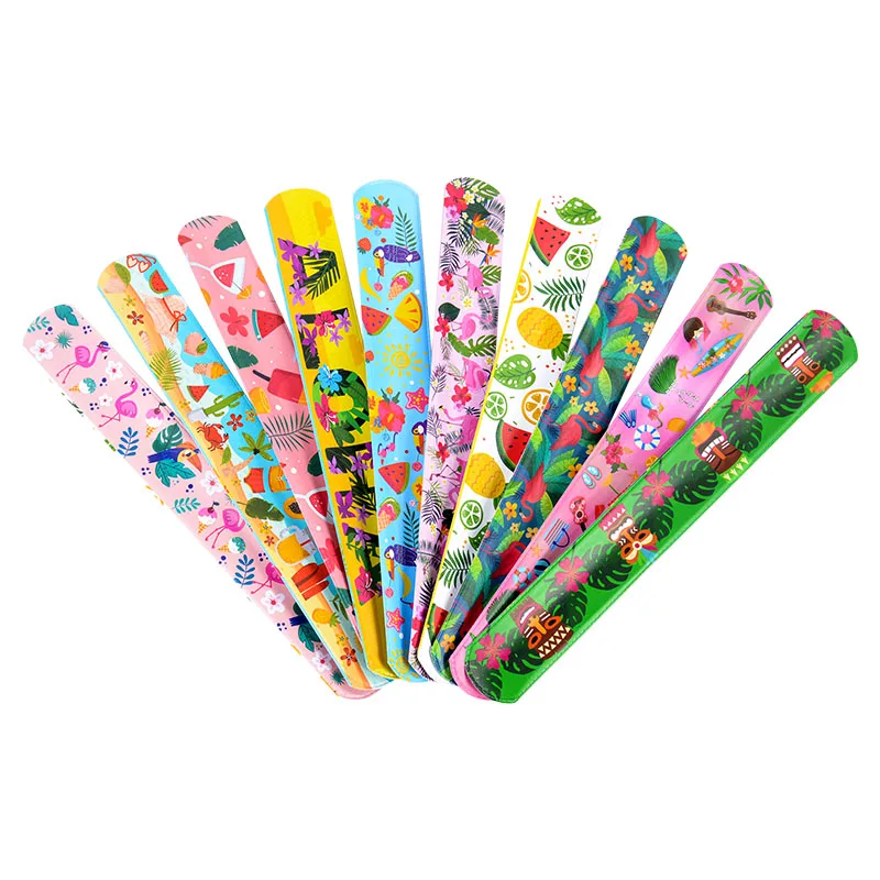 10/12 Stück Hawaiian Party Aloha Slap Armbänder Tropischer Flamingo Partypreis Goodie Bag Filler Luau Sommer Strand Geburtstagsdekoration – Detail 8