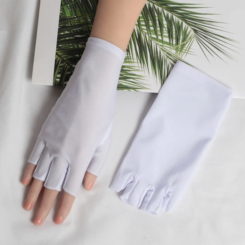 1 Paar schwarze Sommer-Halbfinger-Handschuhe, atmungsaktiv, dünn, Halbfinger, Fahren, Damen, Sonnenschutz, fingerlose Elastizität, Arbeitshandschuhe – Detail 6