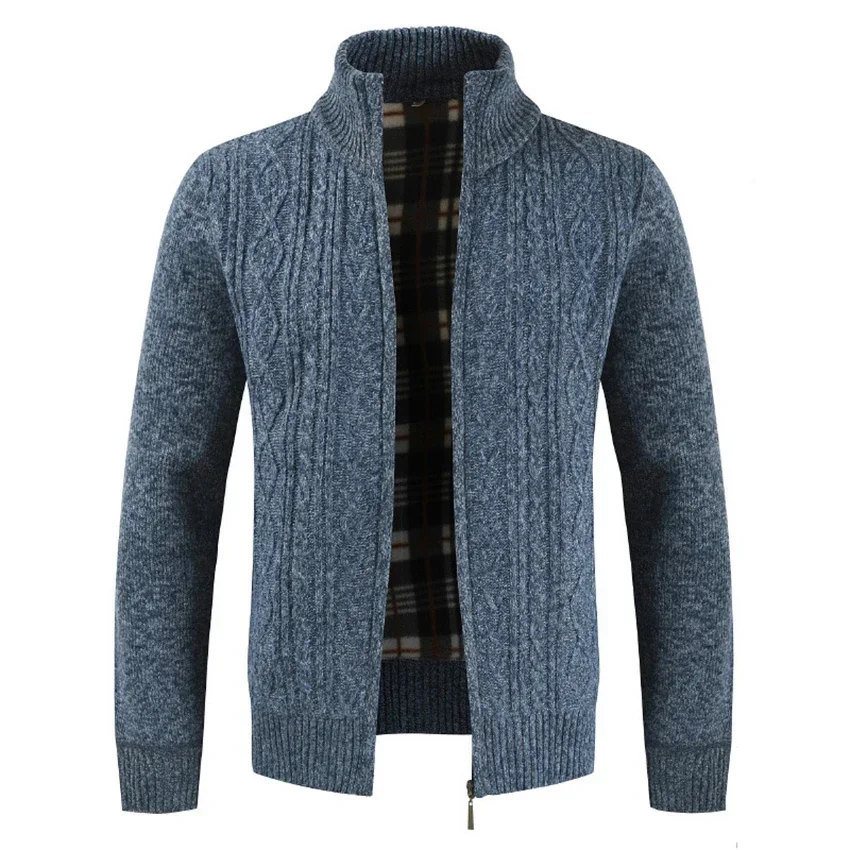 

Men's Thick Winter Cardigan Sweater Autumn Stand Collar Zipper Knitted Casual Sweatercoat Coats Warm Clothes Knitwear For Man