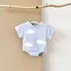 Ins Newborn Baby Girls Summer Rompers Boys Short Sleeved Triangle Jumpsuit Cute Clouds Toddler Bodysuit 0-18 Months 5