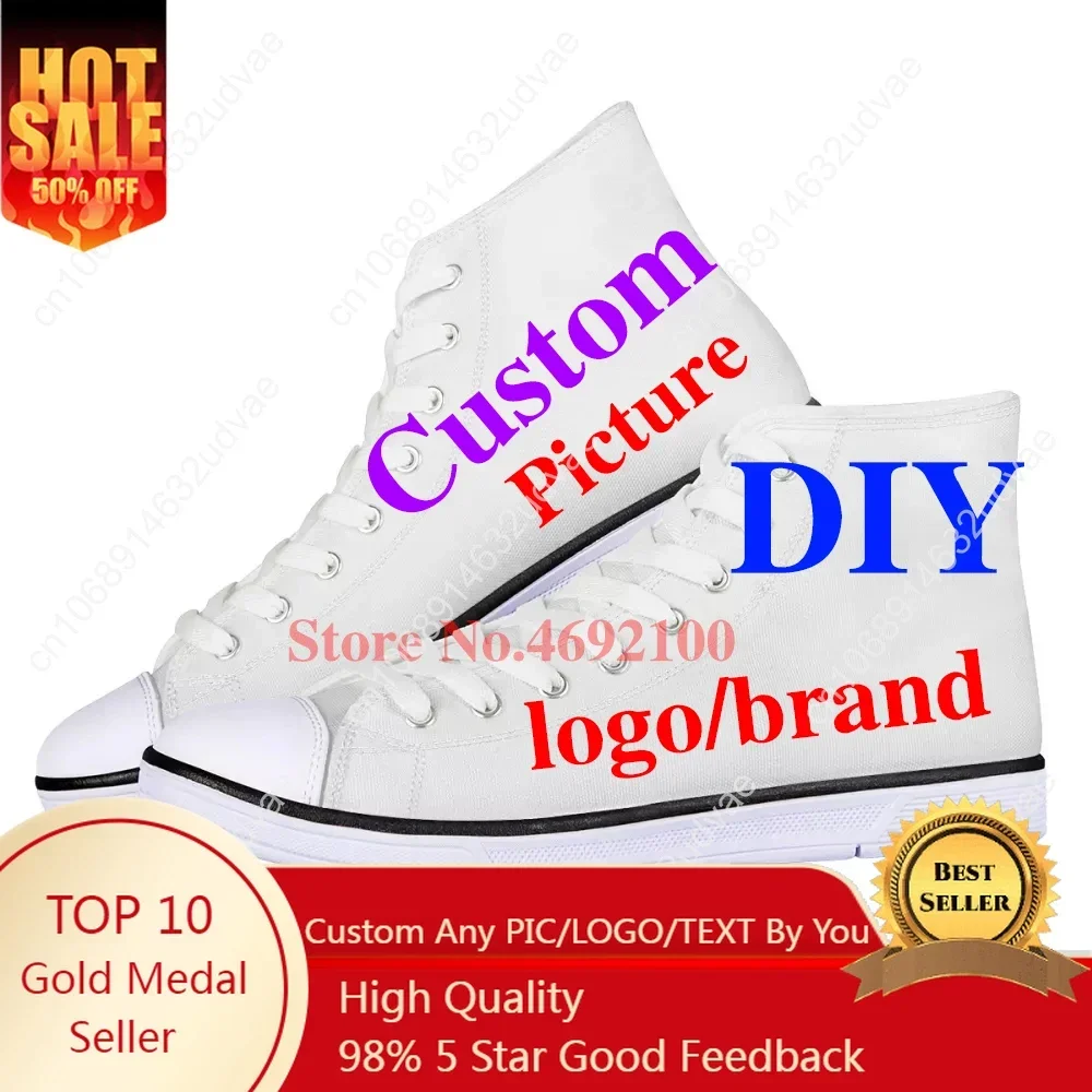 Woman Sneaker Free Custom Your Logo Image Brand Female Casual Vulcanize Zapatos High Top Shoes Size 35-45 Wholesale Dropshipping