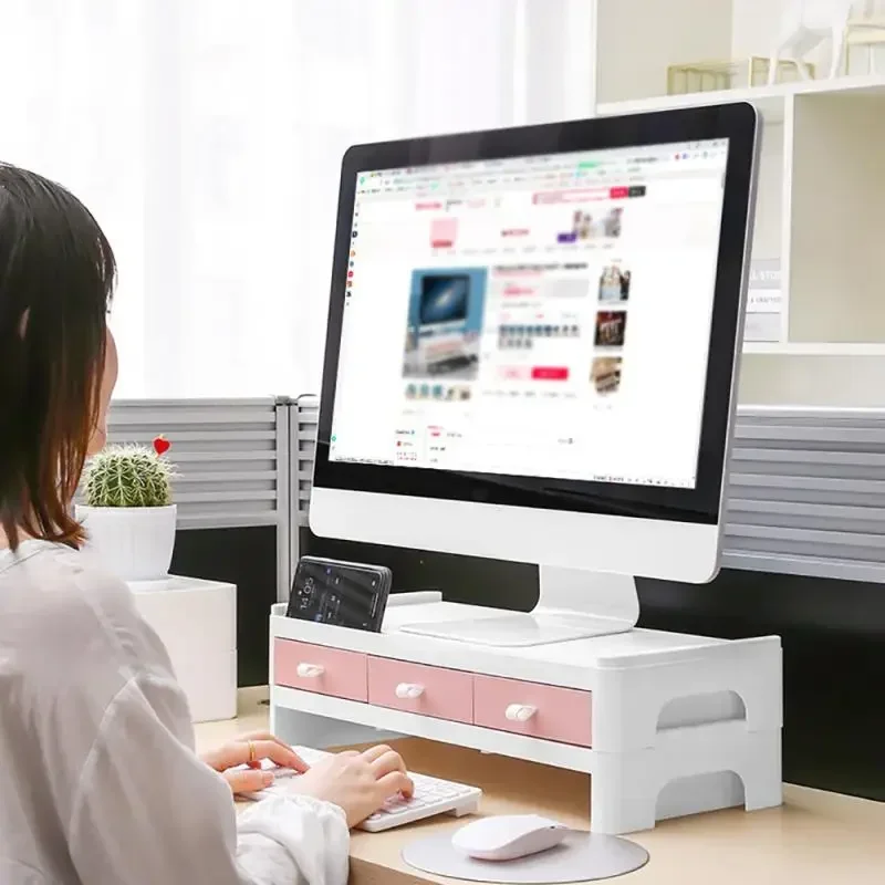 다기능 모니터 스탠드 테이블, 데스크탑 컴퓨터 화면 라이저 사물함, 책상 정리함, 문구류 책 보관, 사무용품