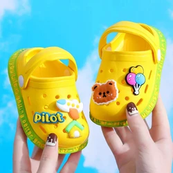 Summer Kids Cartoon Design Sandals - Soft, Anti-Skid Beach Shoes - 20 (13cm) (Yellow)
