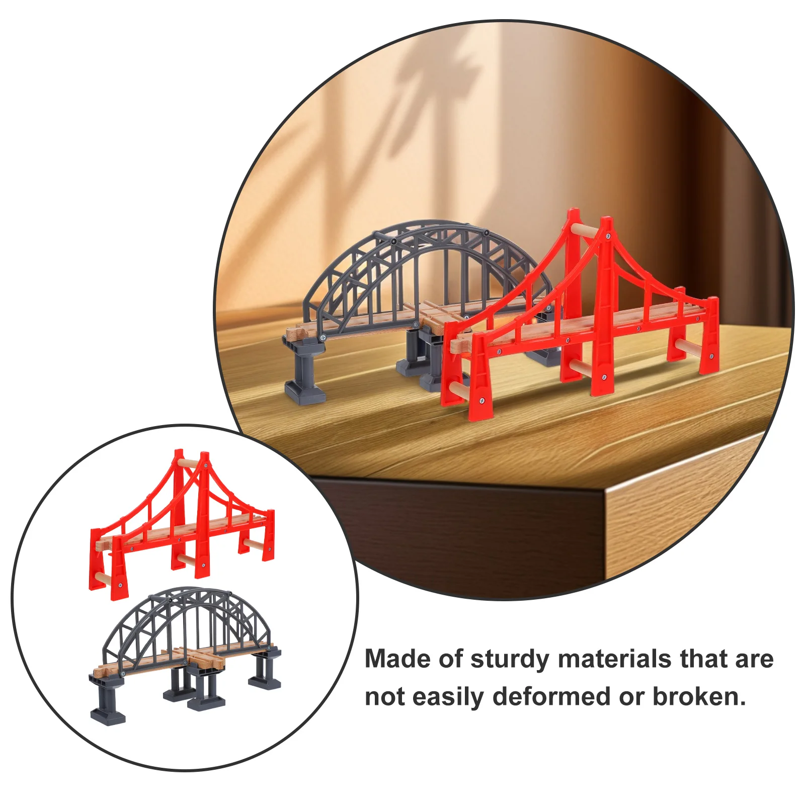 2 Pcs Train Track Toddler Accessories Toy Props Suspension Plastic Scene Tracks Wood Railway Cross