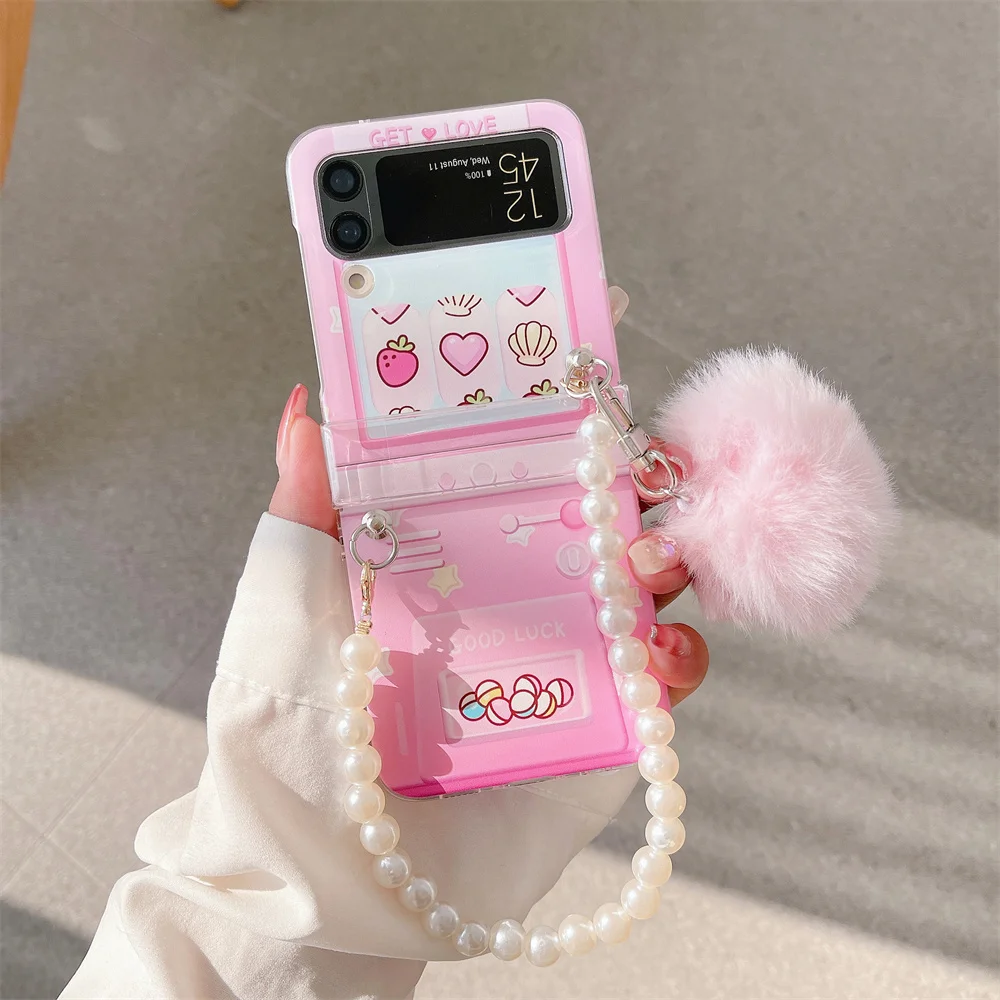 Korean Cartoon Pearl Bracelet Hairball Wrist Chain Case Cover