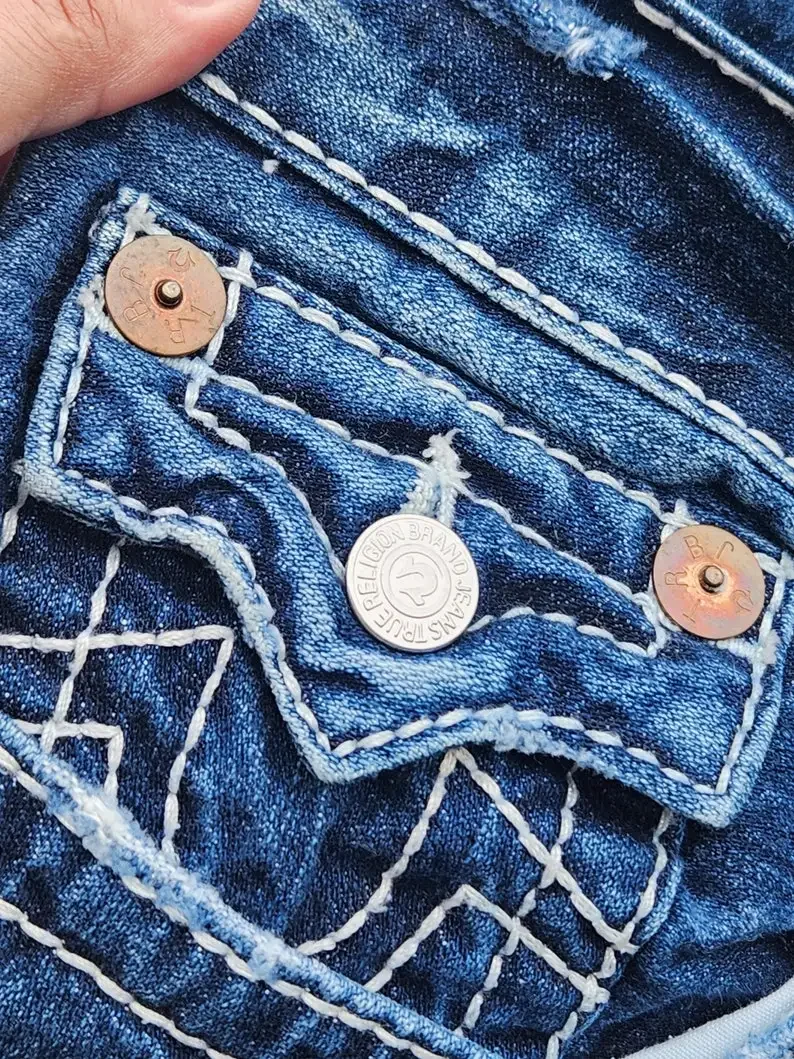 Y2K Harajuku Hip Hop Fashion Gothic Retro Pocket Embroidery Blue Loose Jeans Low Waist Wide Leg Pants American Retro Jeans 4