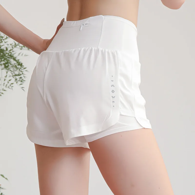 Summer Short Yoga Pants Anti Light Fake Two Piece Fitness Yoga Running Quick Dry Sports Gym Shorts for Women