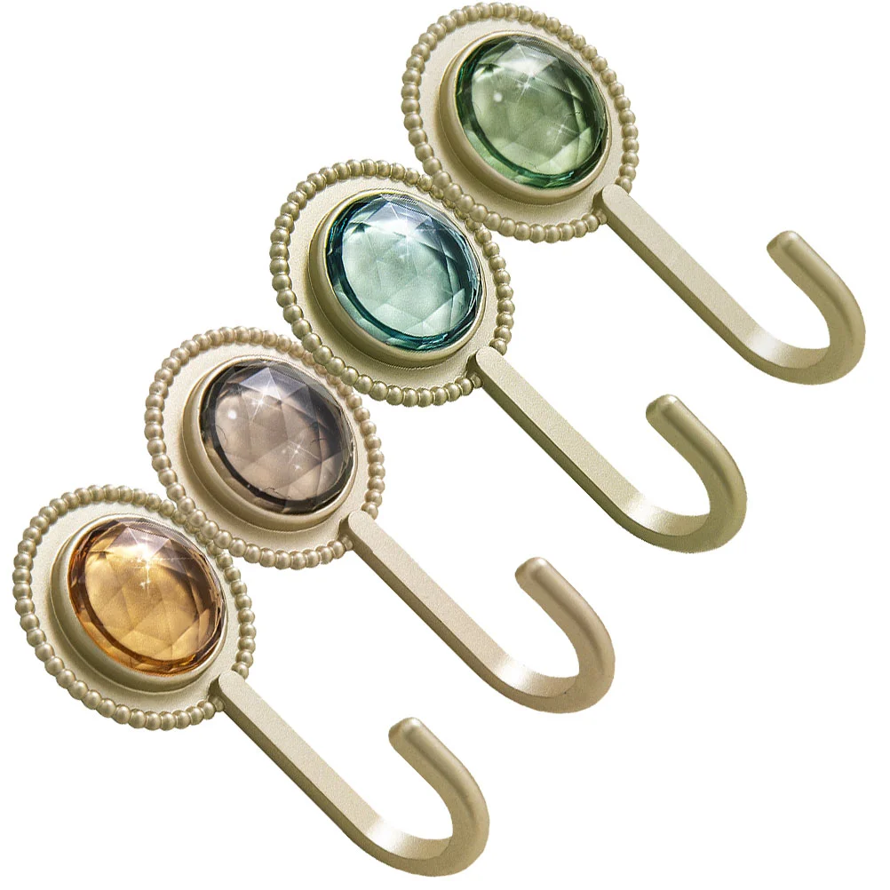 

4 Pcs Retro Diamond Adhesive Hook Towel Hooks Decor Wall Mounted Bathroom Sticky