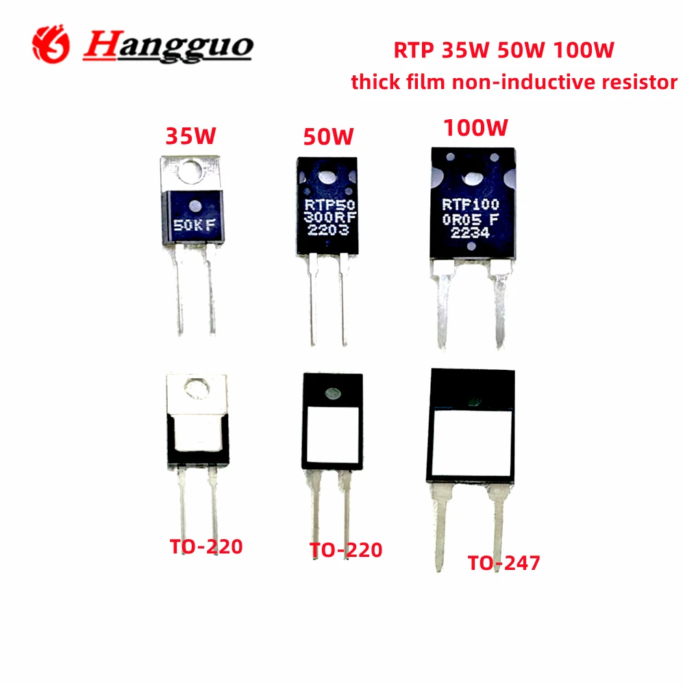 Resistencia de precisión de muestreo no inductivo, película gruesa de alta precisión, alta potencia, RTP35W, RTP50W, RTP100W, 20W, TO220, TO247, R05 a 50k