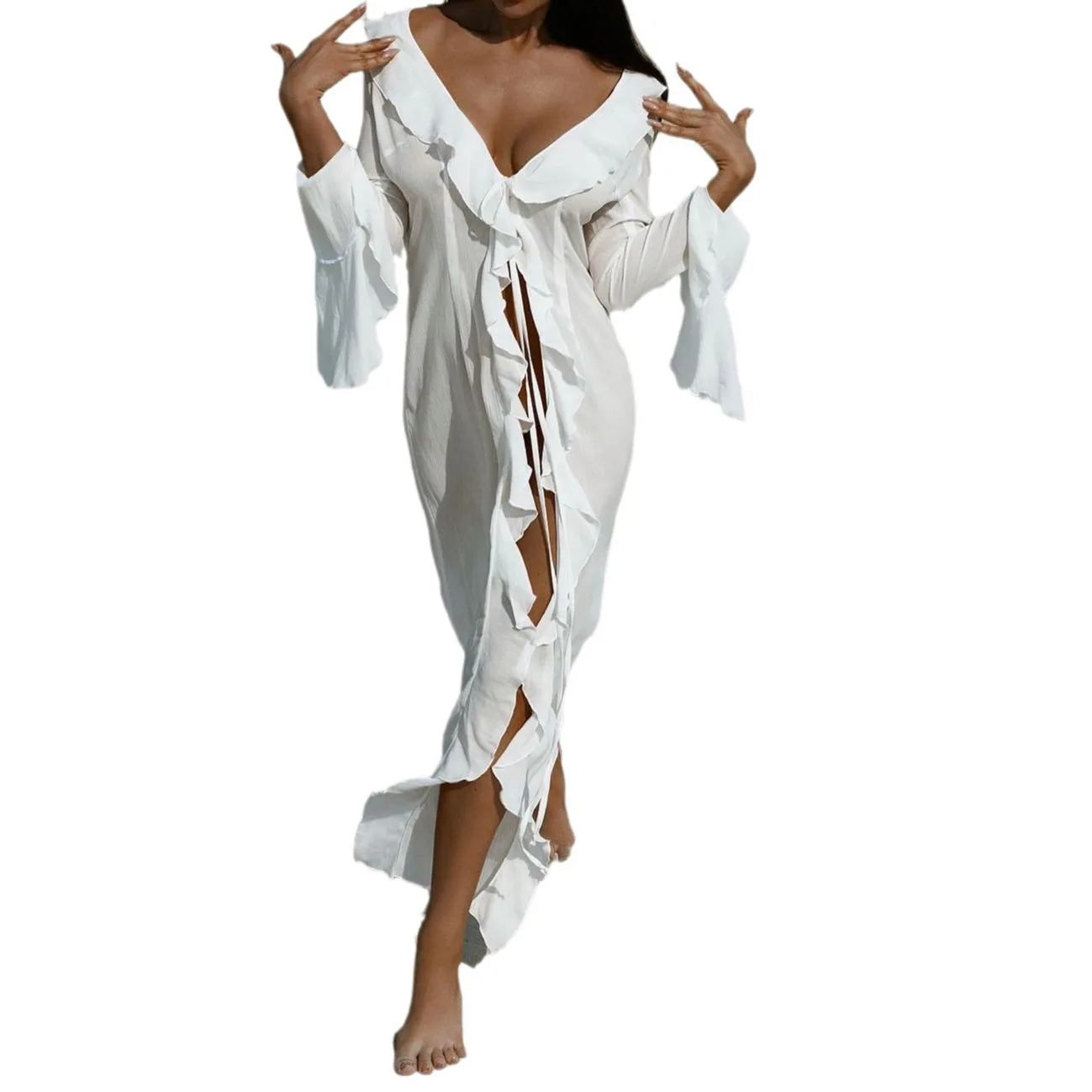 Black White Lace Summer Beach Dress for Women