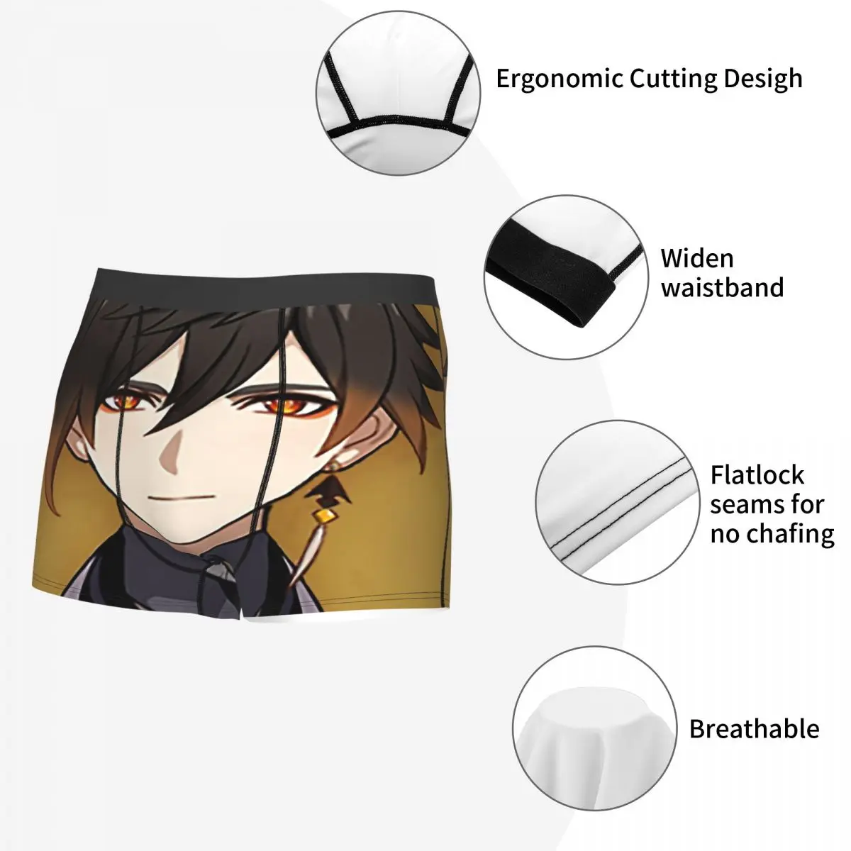Genshin Impact Zhongli Underpants Homme Panties Male Underwear Sexy Shorts Boxer Briefs