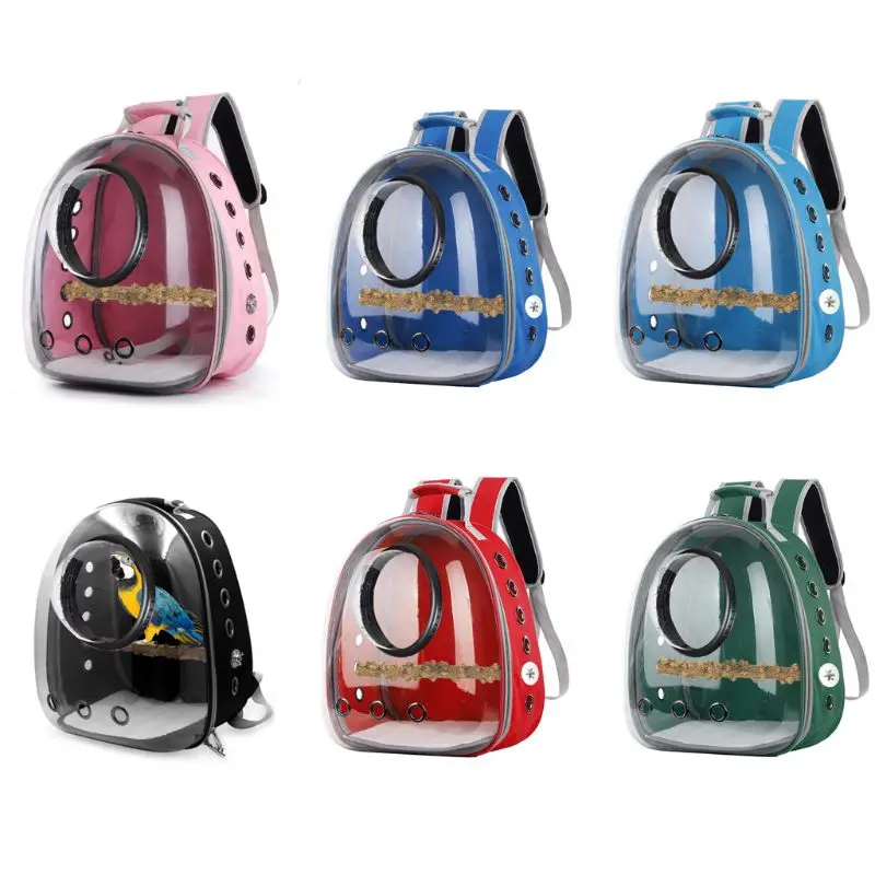 Parrot for Carrier Backpack Travel Cage for Birds Breathable Transparent Space with Panoramic Design and Perch for