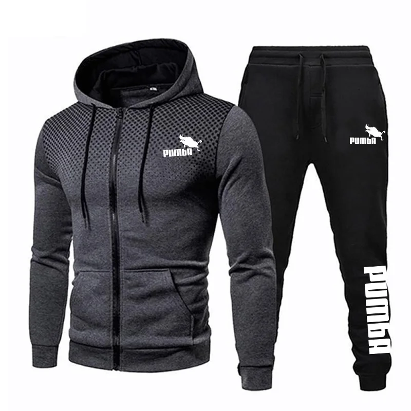 2023 New Arrival Mens Zipper Tracksuit Hoodies and Black Sweatpants High Quality Male Daily Casual Sports Jackets Jogging Suit