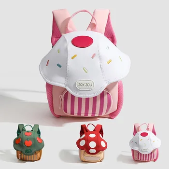 Zaino per bambini Simpatico fungo Mela Scuola materna Cartone animato Rosa Mini borsa da viaggio Zaino Regalo prescolare per bambina Ragazzo 3-6 1