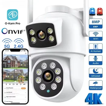 4K 8MP Wifi Camera PTZ Outdoor Dual Screen Human Detection Dual Lenses 10MP Security Protection IP Camera Audio O-Kam Pro 1