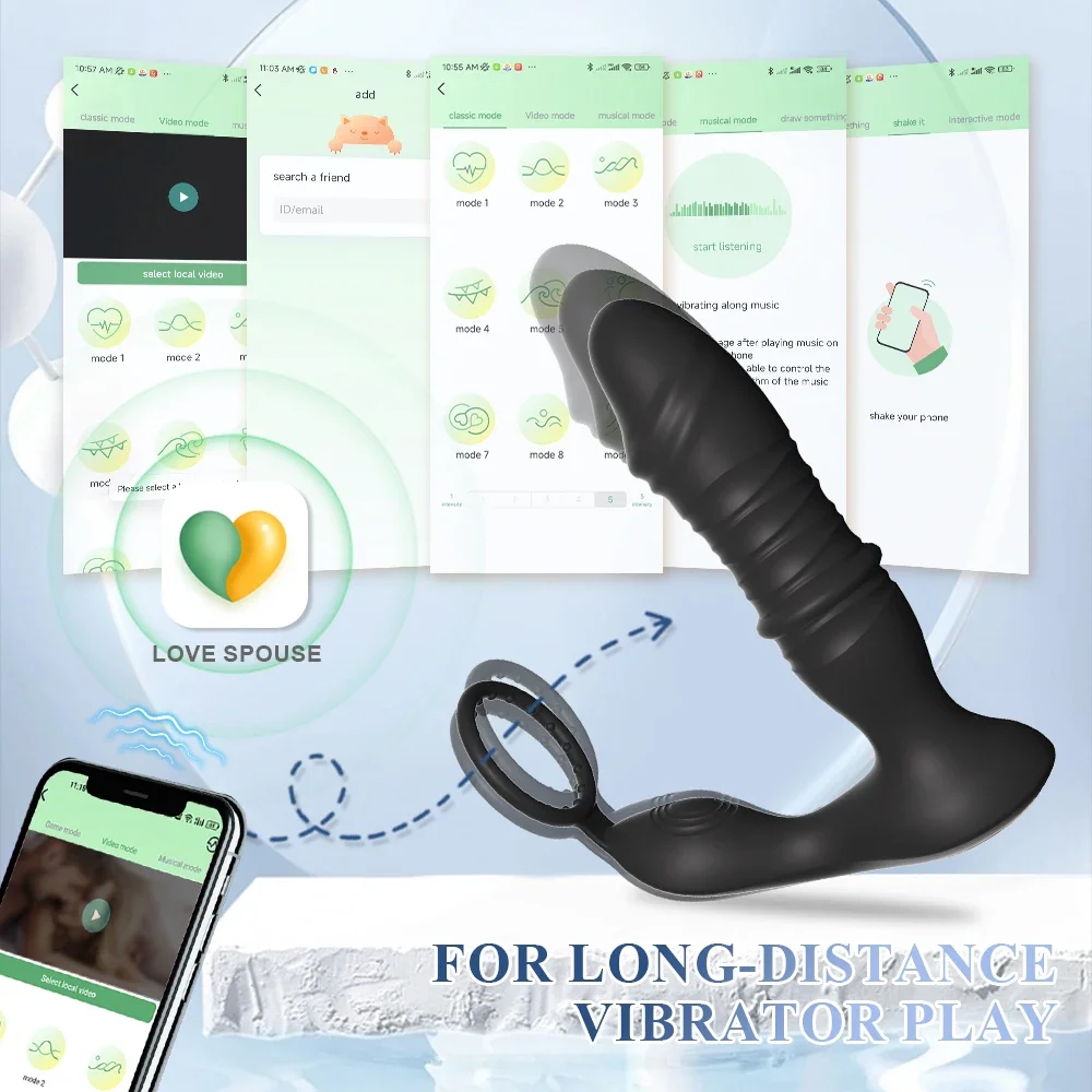 APP Remote Telesc Vibrator Männlich Drahtlose Prostata Stimulator Dildo Weibliche Vaginal Massager Anal Ring Masturbator_voghion.com