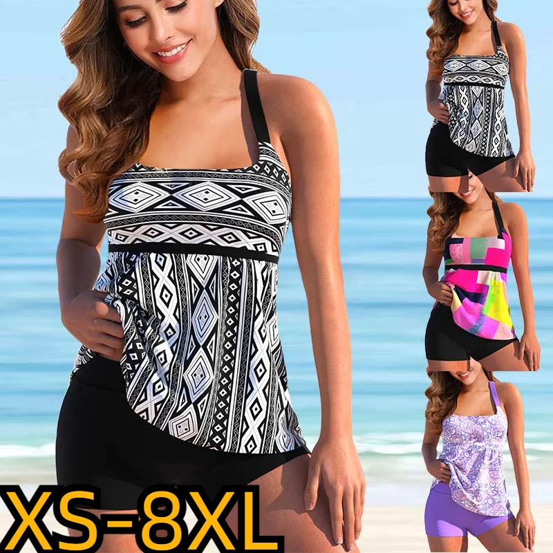 

2022 летний модный купальник с высокой талией, танкини, женский сексуальный комплект из двух предметов, пляжная одежда, монокини, женский купальный костюм с винтажным принтом