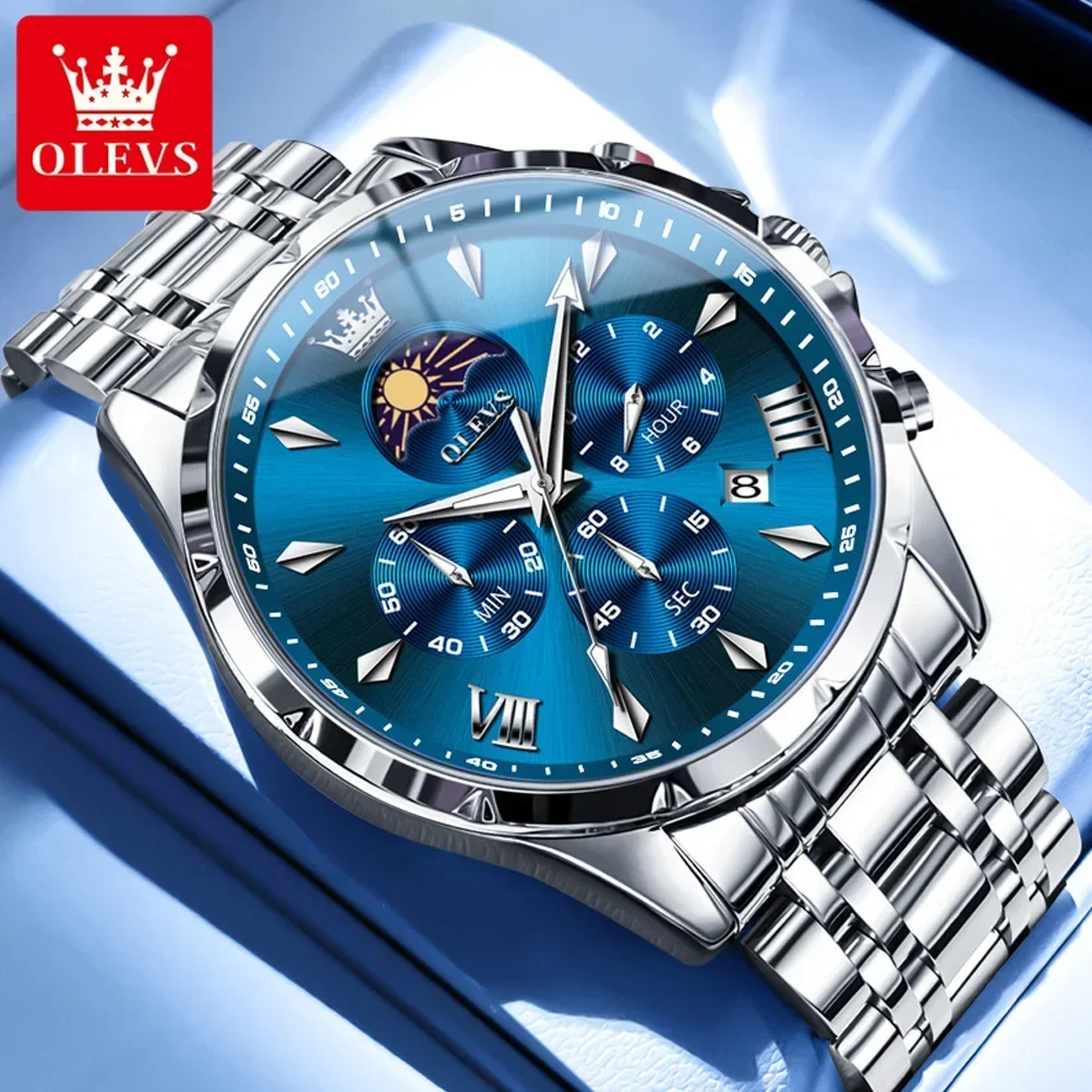 ساعة OLEVS Top للرجال ساعة كوارتز أصلية متعددة الو...