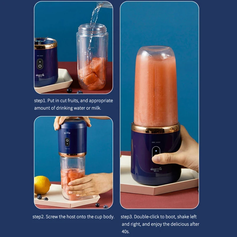 6 Blade Portable Juicer USB Rechargeable Juicer Stainless Steel Blade Cup Juicer Fruit Automatic Smoothie Blender Kitchen Tool 5