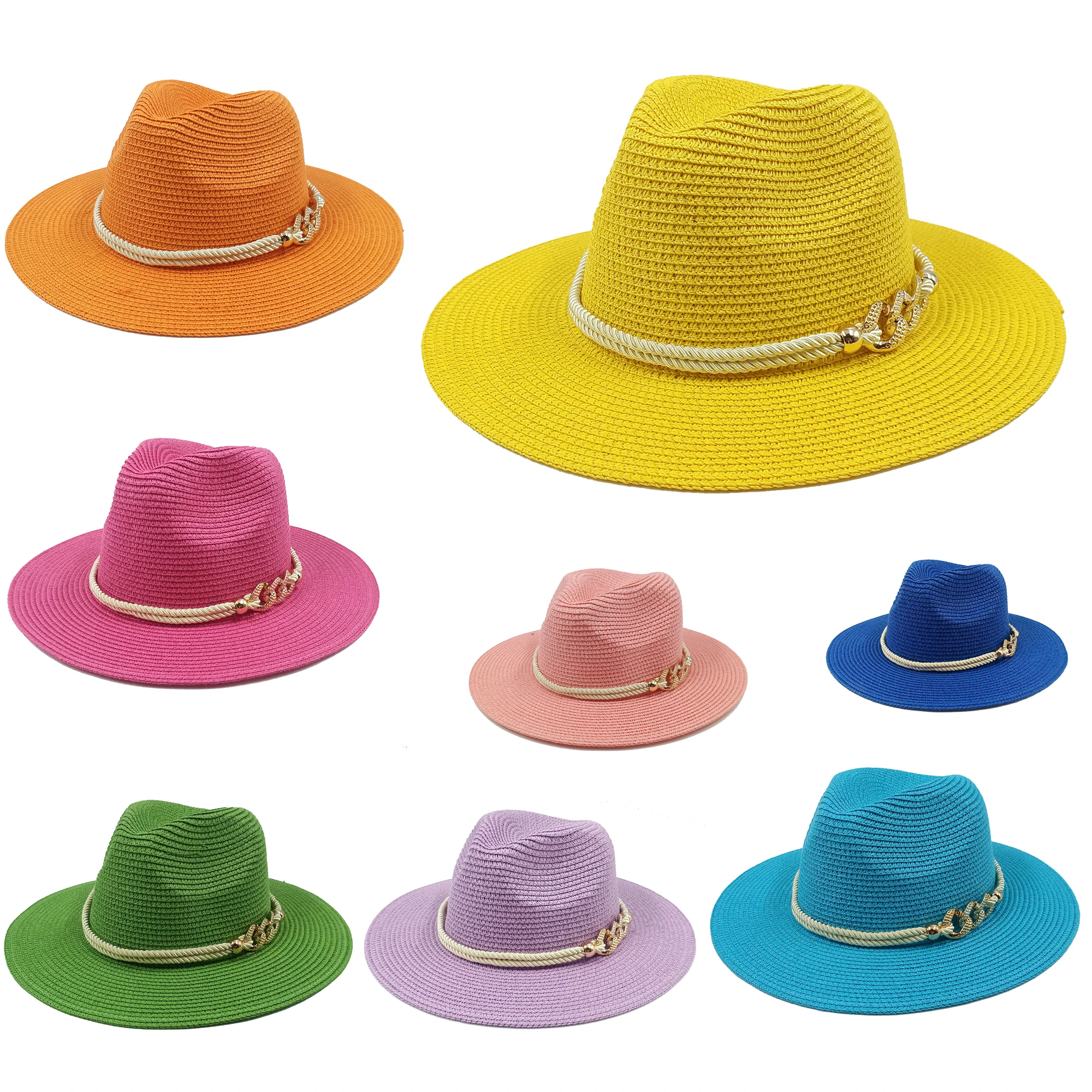 Straw Women Fedora For Summer Straw Hat Female Seaside Vacation Beach