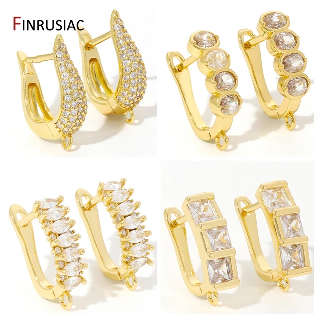 18k Gold Plated Zircon Basic Fixtures Earwire Fasteners Earring Hooks Clasps For DIY Women Earrings Making Supplies Accessories 1