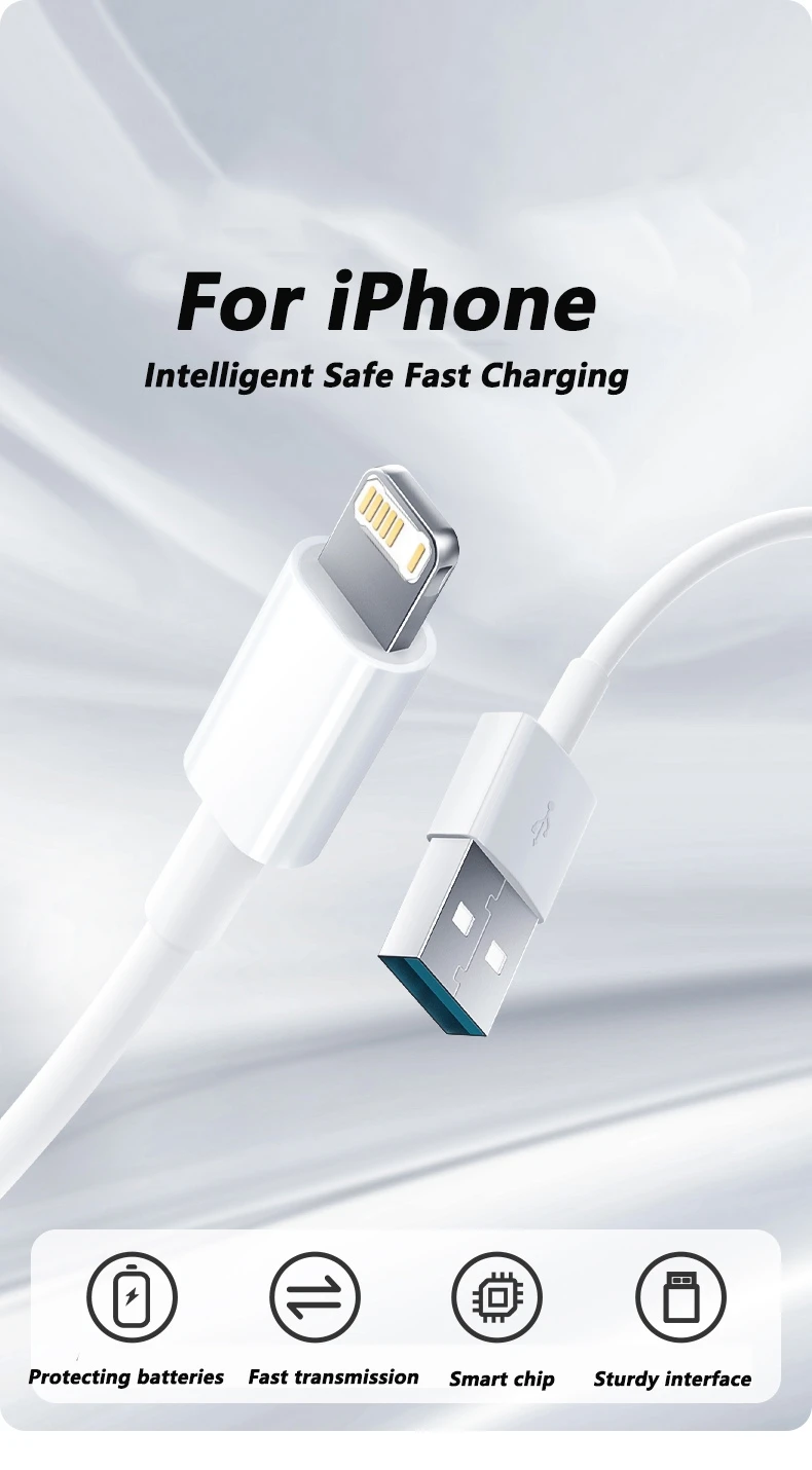 High-Speed USB Charger Cable with Fast Charging and Data Sync - Available in 1m, 1.5m, 2m Lengths