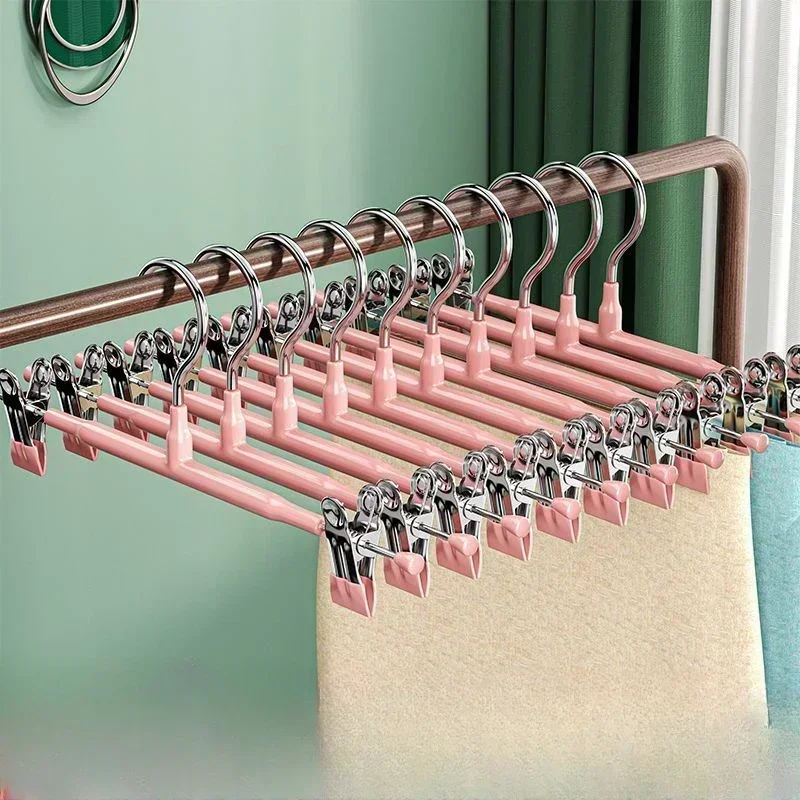 thumbnail image 1 of 10 Uds. Perchas de pinzas para falda, percha de vestido de acero inoxidable, Clip antideslizante para pantalones, percheros para ropa, percha para pantalones y abrigos, 1 of 4