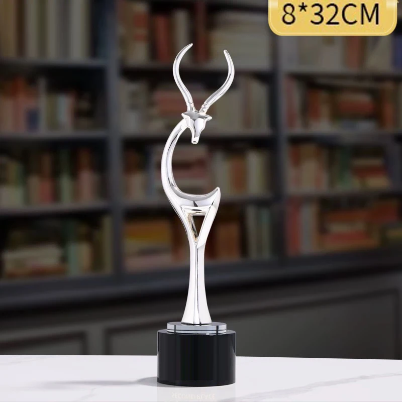 Customized Gold-Plated Metal Trophy, Crystal Base Engraved, Outstanding Employee Award Souvenirs, Home Decoration, High-end, 1pc