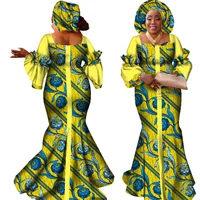 Robe africaine longue avec écharpe pour femmes, vêtements africains, design de mode, nouveau bazin, WY2347 5