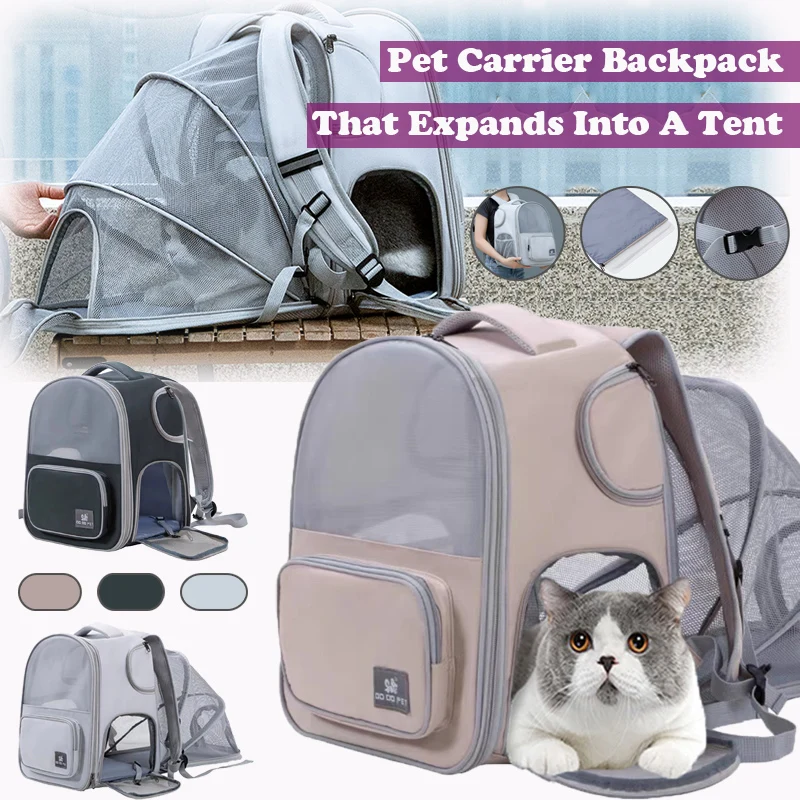 

Pet Carrying Backpack For Small Cat Dog Large-Capacity Carrier Bag That Expands Into A Tent Travel Folding Backpack Pet Supplies