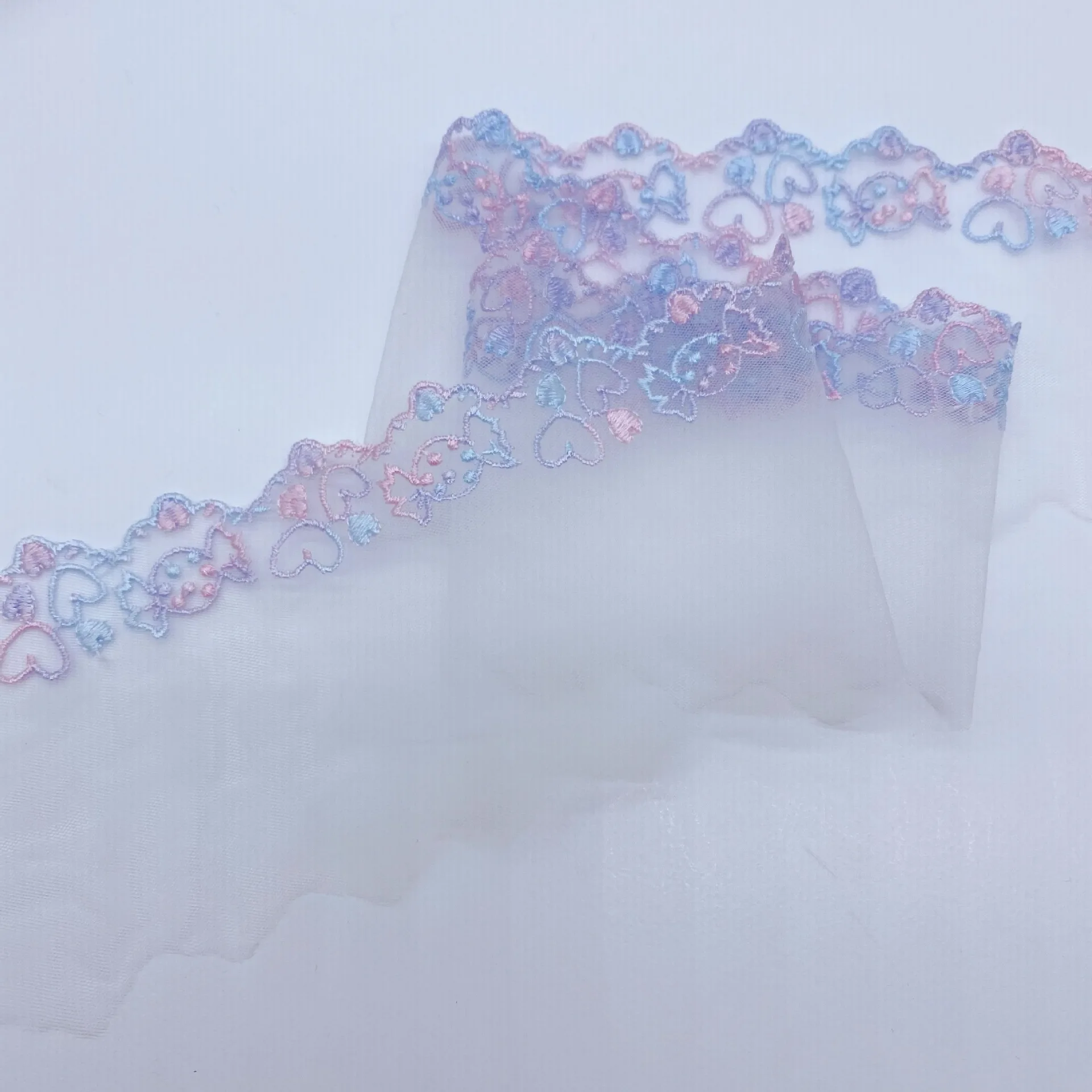 귀여운 캔디 러브 레이스 원단, DIY 드레스 스커트, 웨딩 의류 액세서리, 다채로운 스팟, 6.8cm 메쉬, 3 야드