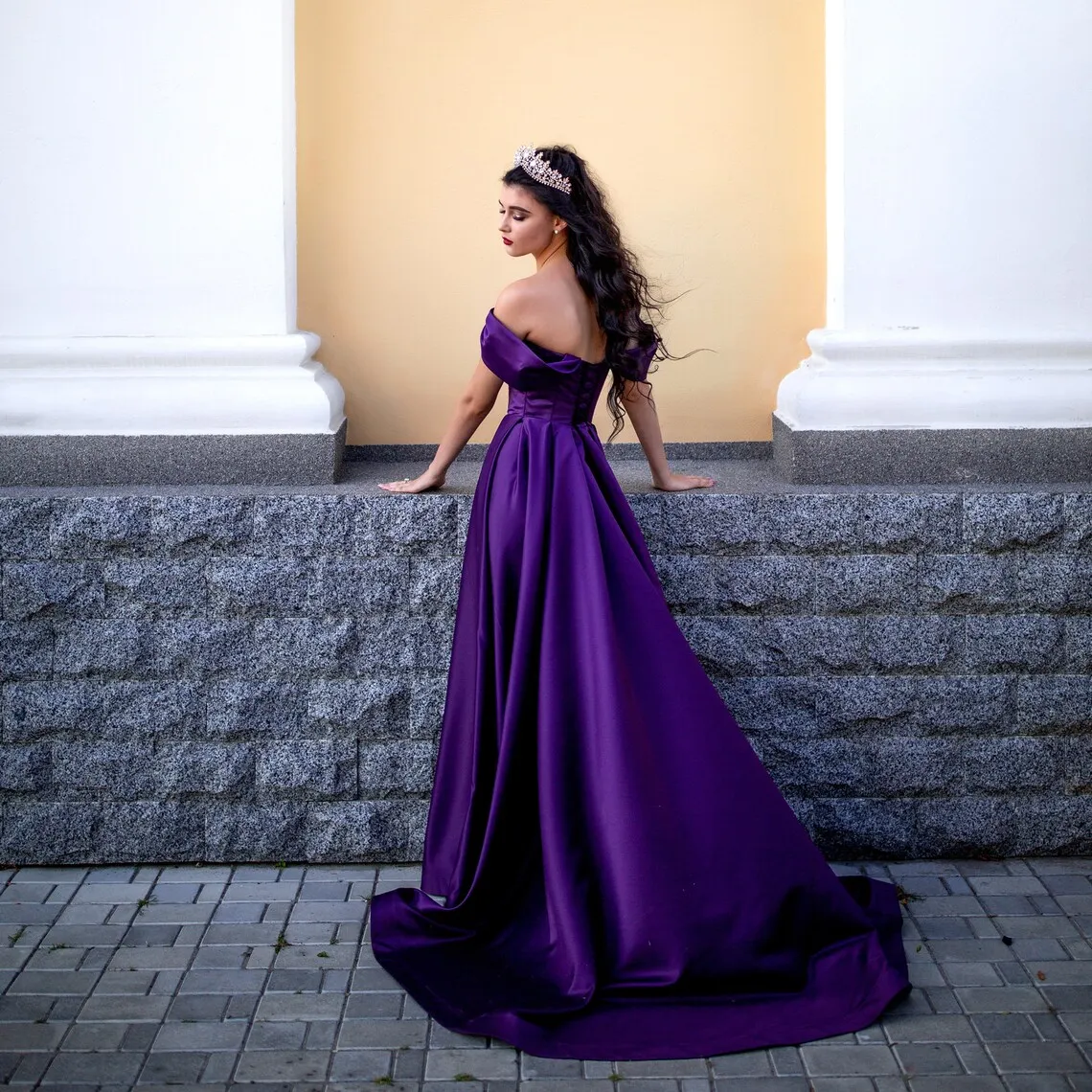 Buy Women's Long Strapless Prom Dress High-Low Satin Formal Evening Ball  Gowns with Pockets Purple Plus Size 22 at Amazon.in