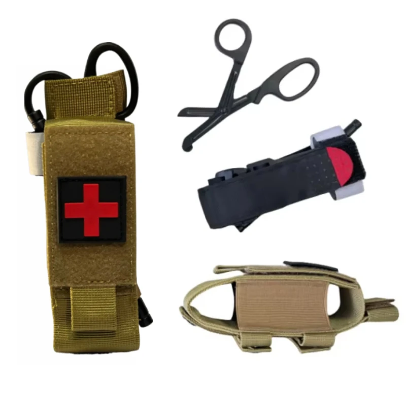 Tactical Cat First Aid Nylon Tourniquet Pouch Single Pistol Mag Bag Case Outdoor Hunting Knife Holster Medical Scissor Packs first aid kit tourniquet kit tourniquet holder first aid pouch