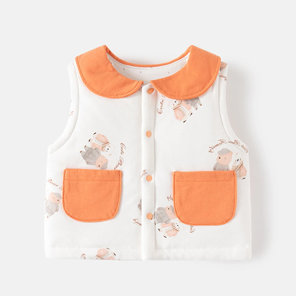 Baby's Vests Quilted Turn-Down Collar Thicken Warm Autumn Winter Newborn Clothes Unisex Baby Outerwear Waistcoat For Boy Girl