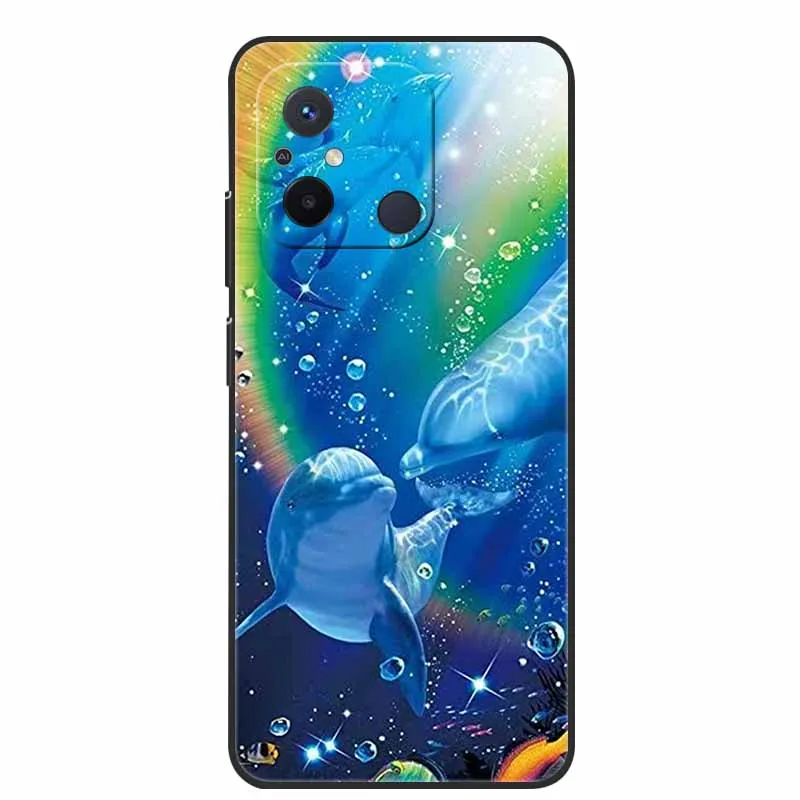 Black TPU Soft Cover with Wolf and Lion Design - Premium Silicon Bumper Case