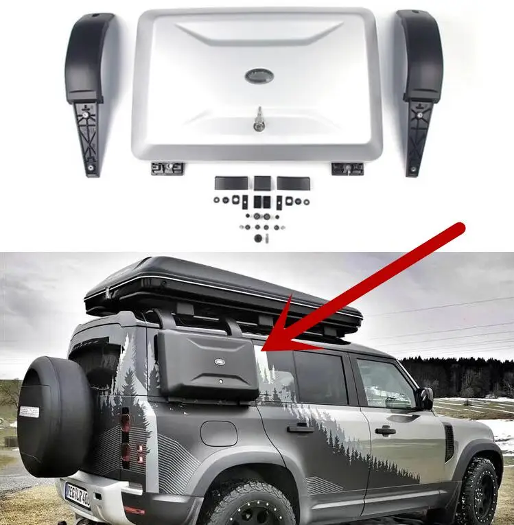 

For Land Rover Defender 90 110 2020 2021 2022 2023 Roof Rack Rail Luggage Boxes Small Bag Side Folding Ladder Equipment Box