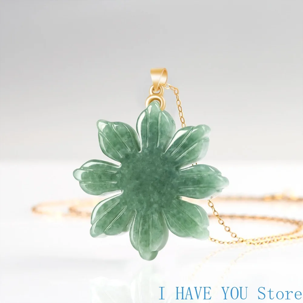 

Natural A-grade Jade Sunflower Pendant S925 Silver Button Head Bean Seed Jade Pendant Women's Jade Pendant Jade Necklace