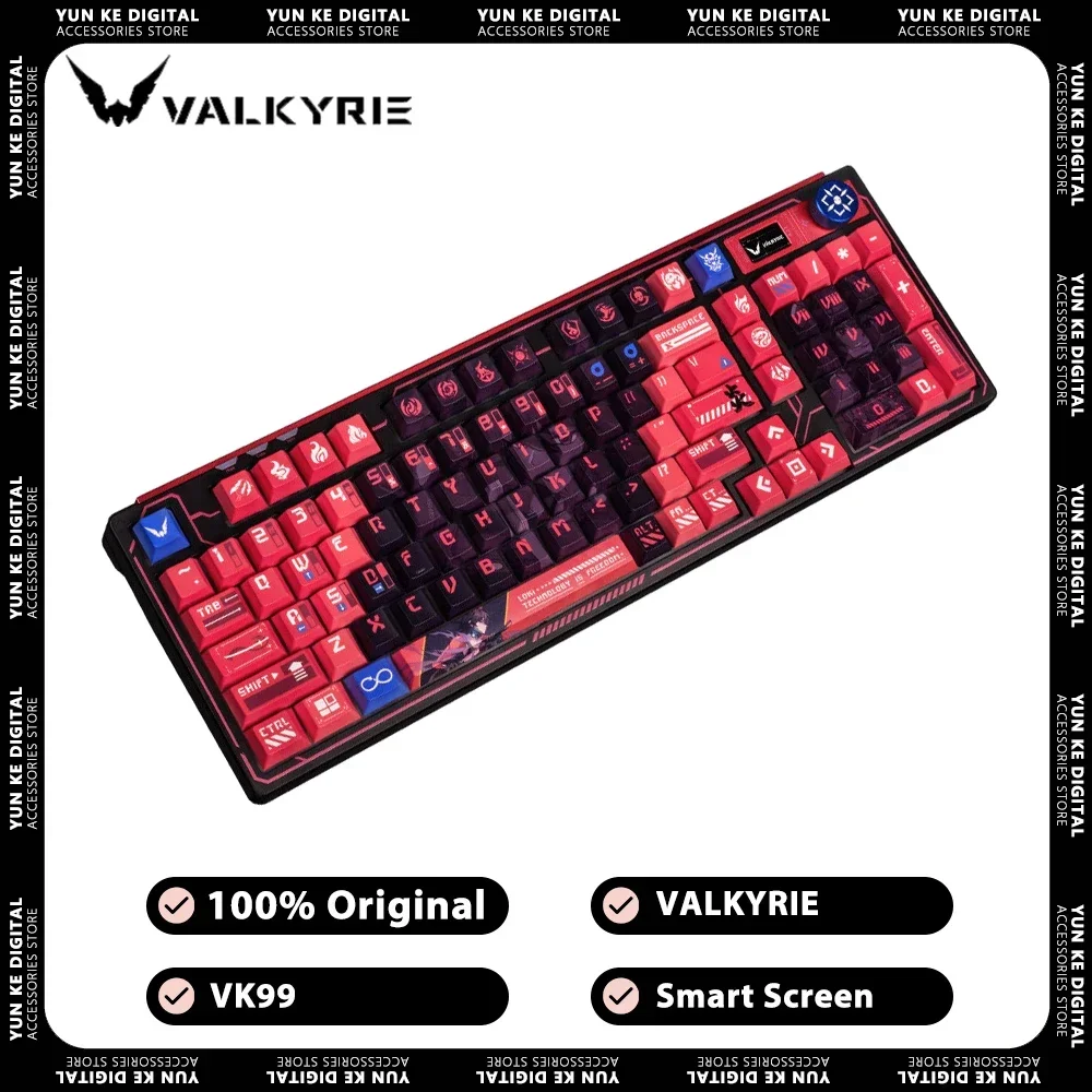 

Механическая клавиатура VALKYRIE VK99, многофункциональная ручка, умный экран, три режима, RGB, Игровая клавиатура, прокладка, горячая замена, ПК, геймер, Mac