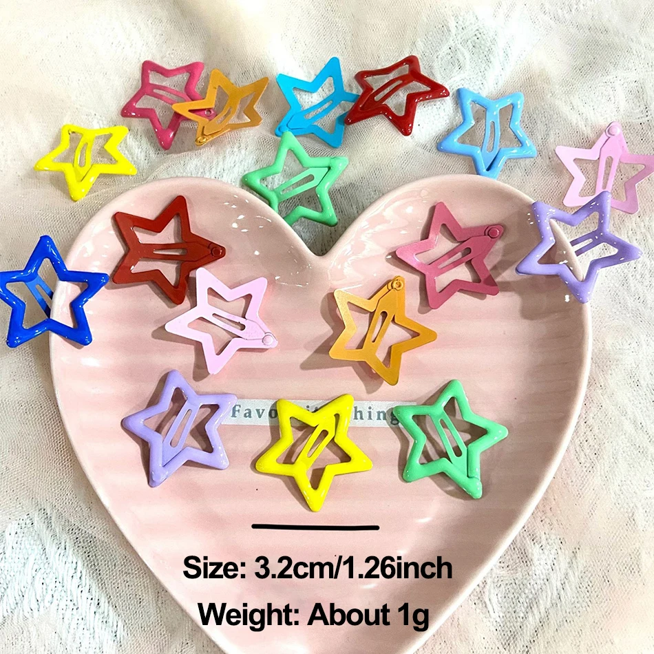 10/20Pcs Girls Headwear Hair Accessories Y2K Women Colorful Star BB Hair Clips Side Barrettes Hair Grip Kids Cute Star Hairpins