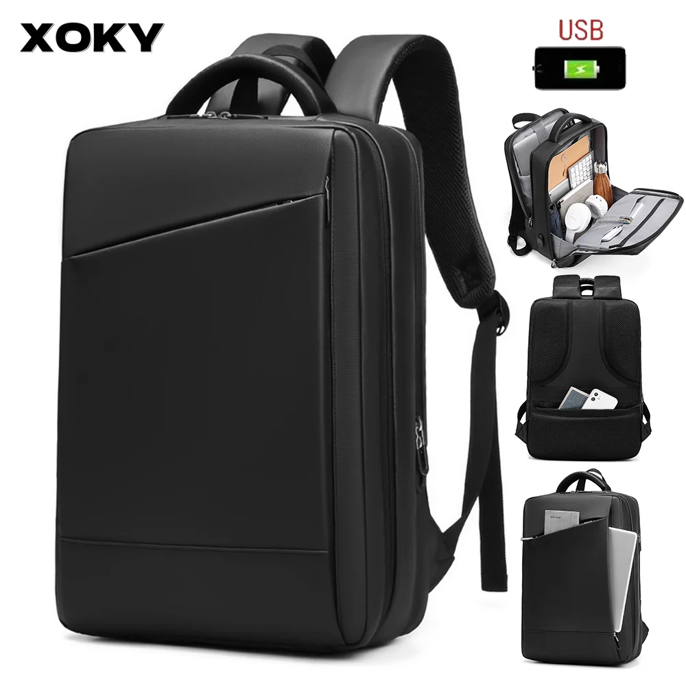 XOKY Multifunction Business Backpack Men&lsquo;s Waterproof 15.6 Inch Laptop Backpacks USB Notebook Schoolbag Sports Travel School Bag waterproof backpack mens backpack teenager backpack