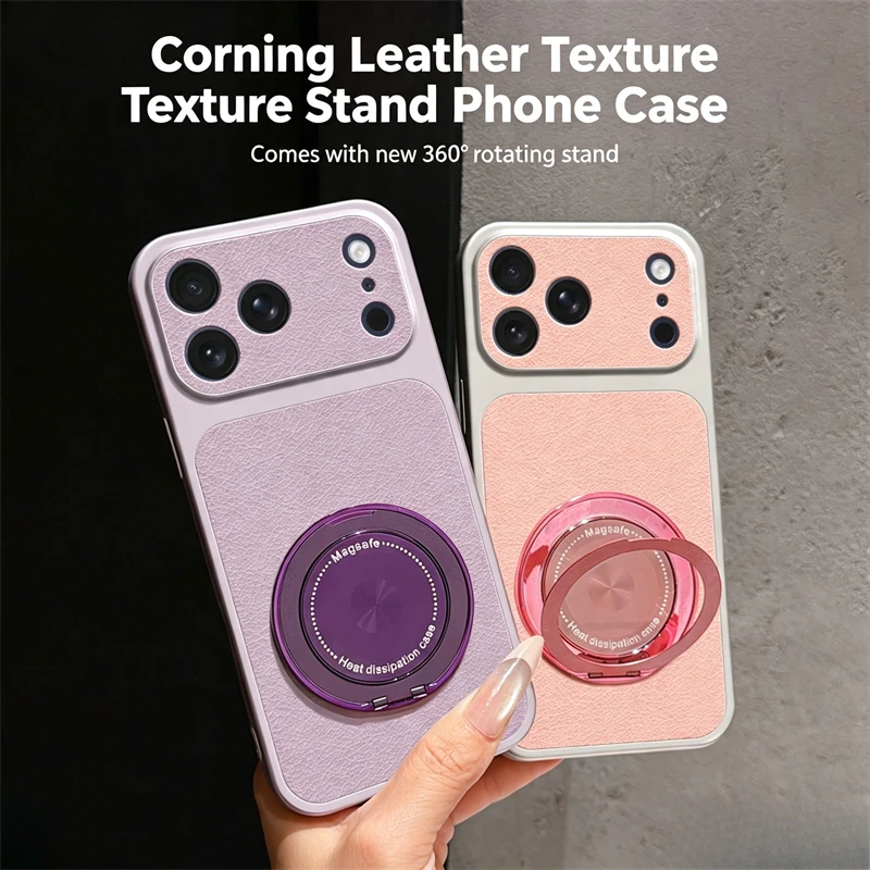 Leather Magnetic Phone Case with Stand and Holder Feature