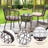 3 Piece Bistro Set, Modern Outdoor Wicker Patio Furniture with Tempered Glass Table Top and 2 Chairs, Washable Cushions 3