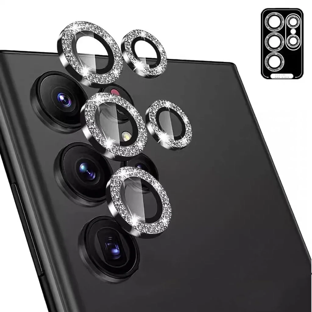 Diamond Camera Lens Protector with Full Coverage and Metal Ring