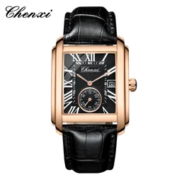 CHENXI Elegant Men's Quartz Watch - Waterproof Leather Strap (E)
